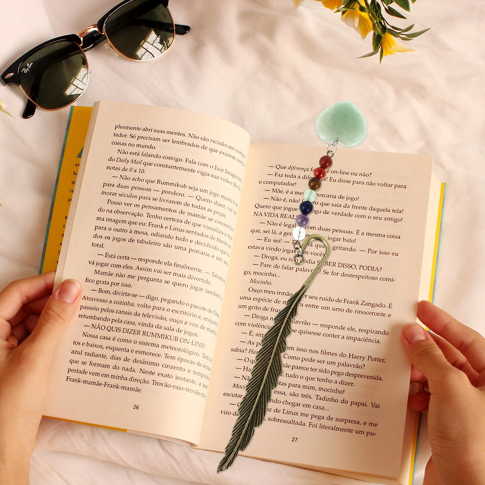 

Bookmark Natural Stone Metal Bookmarks for Women Decorative Page Marker Gifts Vintage Love Souvenir Student Supplies