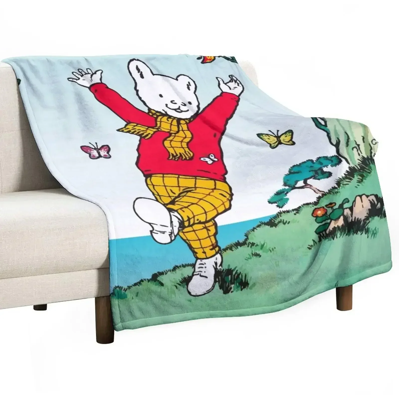 

Rupert with Butterflies Throw Blanket Tourist For Decorative Sofa Thermals For Travel blankets and throws Blankets