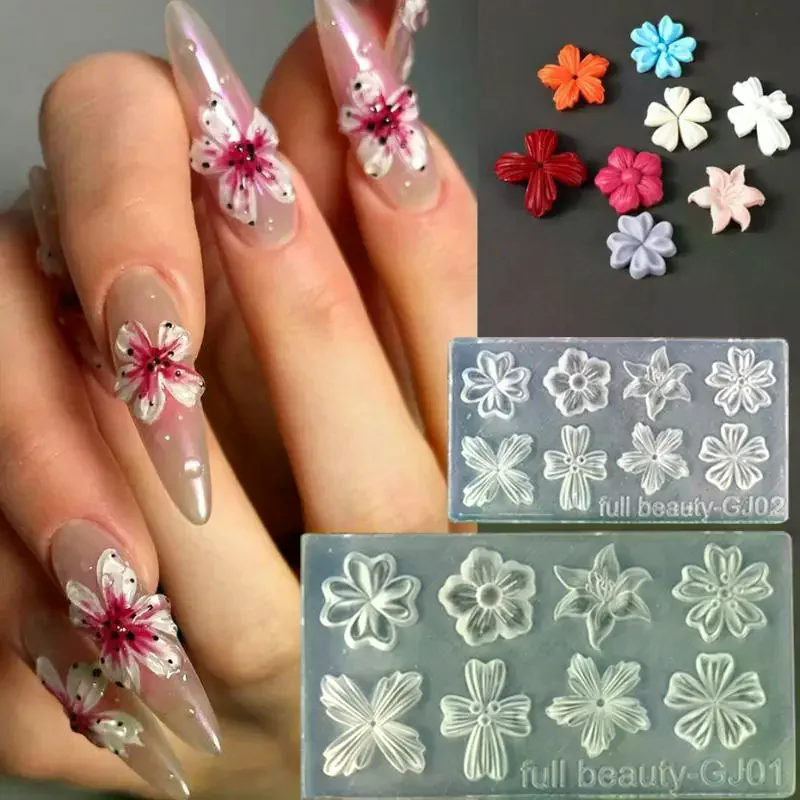 Silicone Mold Ocean - 3D Rose Flower Siliconen Nagelvorm Oceaanstijl