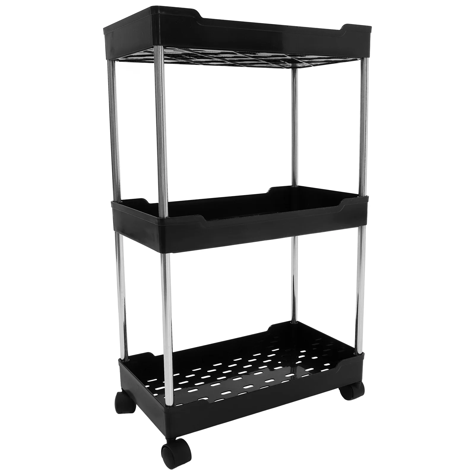 

1pc 3-Layer Rolling Storage Trolley Rack With Wheels Multi-Function Bathroom Kitchen Organizer Mobile Utility For Home