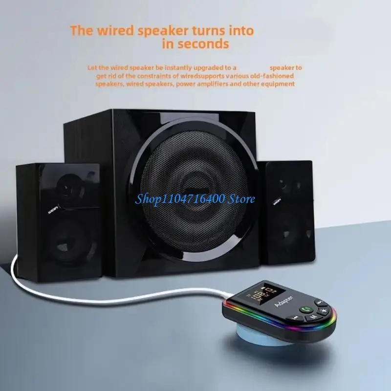 

y1gd HiFi Wireless Transmitter Receiver TF Card Play AUX Sound Adapter for Car PC