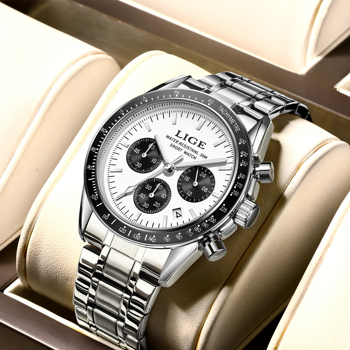 LIGE Luxus Herrenuhr Leuchtend Datumsanzeige Wasserdicht Quarz-Armbanduhr Goldfarben Edelstahl Herrenuhren Reloj Hombre