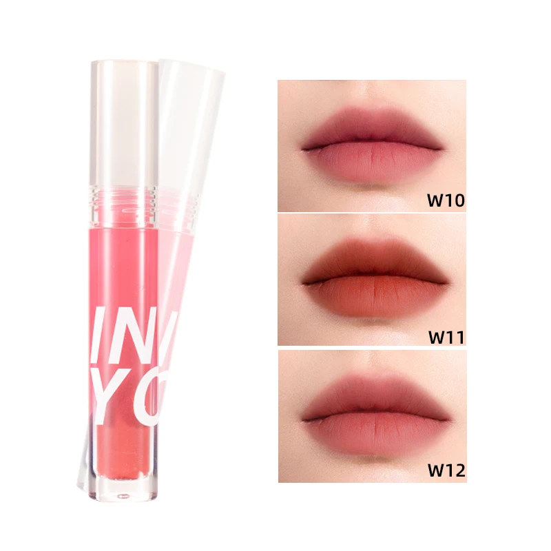 INTO YOU Lip Gloss 3 Colors Nude Matte Peach Lipstick Waterproof Long Lasting Women Red Lip Tint Velvet Lip Glaze Cosmetics