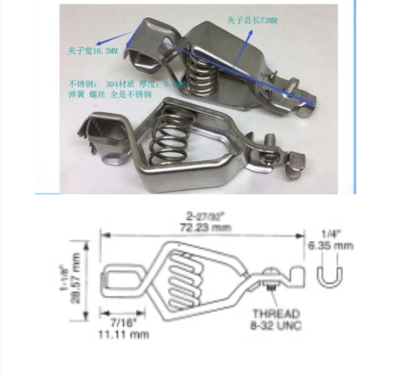 Stainless Steel Alligator Clamp, Large Sheath Clamp, Battery Clamp, Power Supply, Electrician Clamp, 50A, 2Pcs