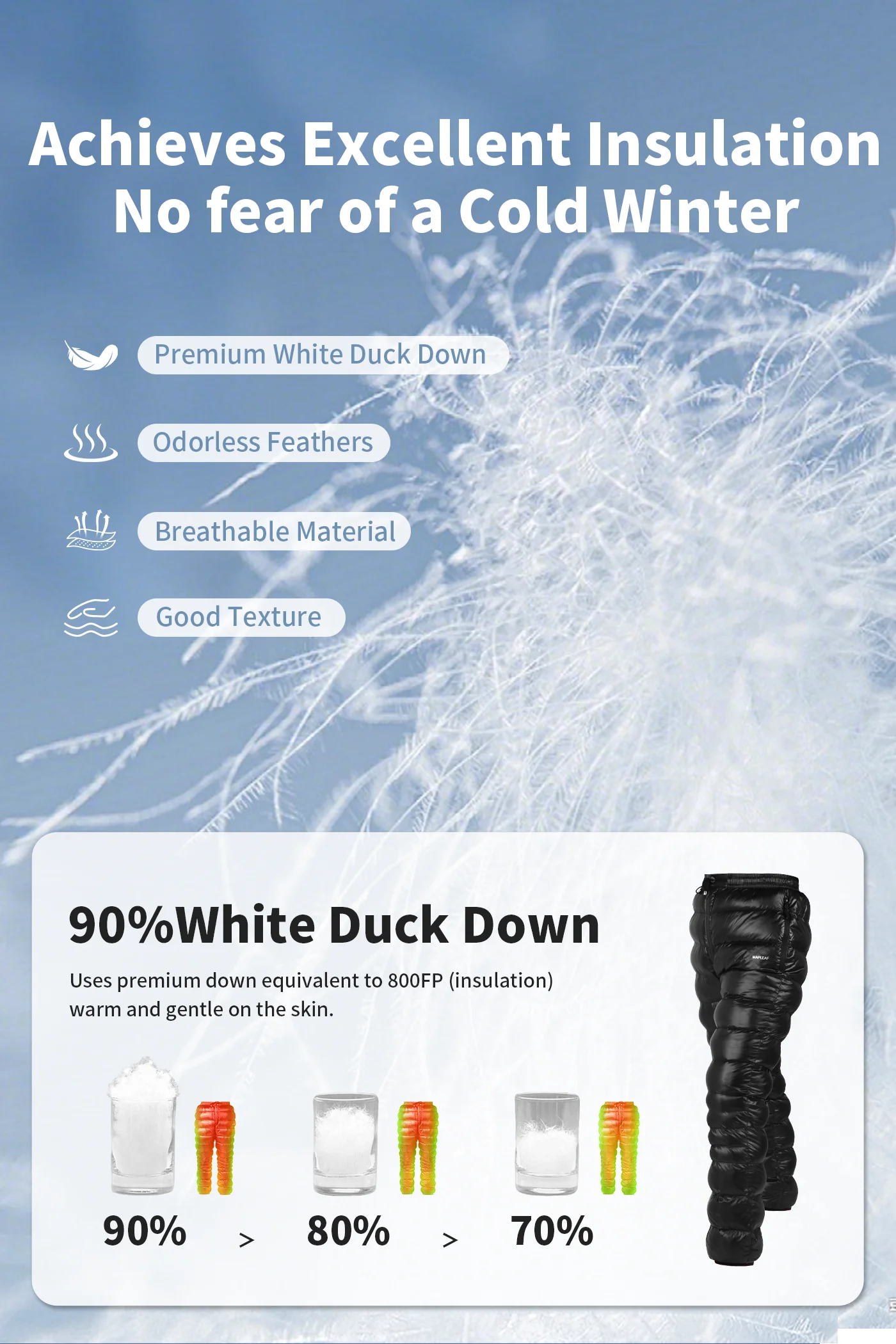 MAPLEAF Warm Down Pants 800FP - Down Vest Ultralight ulasan dan harga