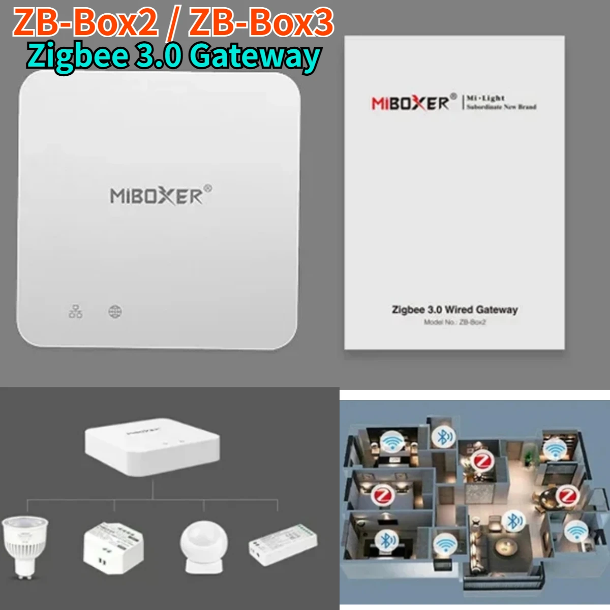 

Miboxer ZB-Box2 / ZB-Box3 WiFi Smart Zigbee 3.0 Gateway Bluetooth-Compatible Mesh Multimode Support App Control Voice Control