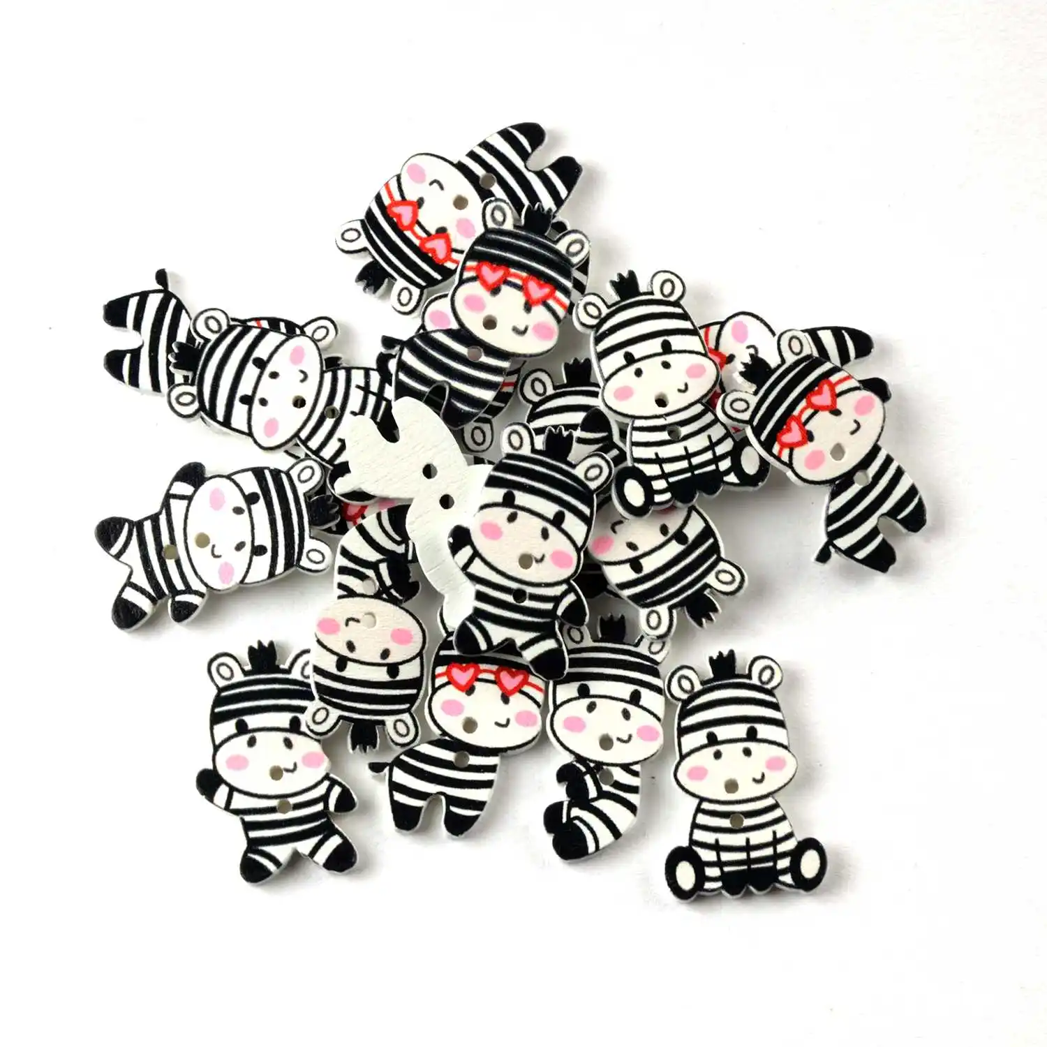 30pcs Cartoon Baby Bull/Cow Printing Wooden Buttons Handwork Sewing Scrapbooking Clothing Crafts Accessories Gift Card DIY