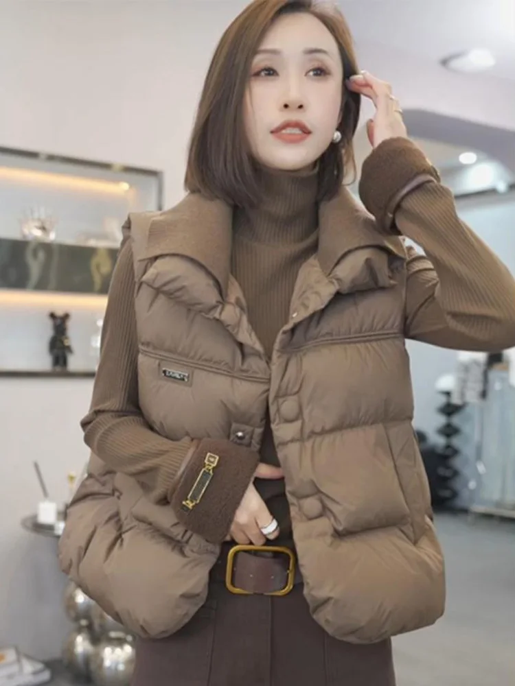 

Новая женская утепленная хлопковая жилетка 2026 года: осенне-зимняя верхняя одежда с воротником-стойкой, модная, в корейском стиле