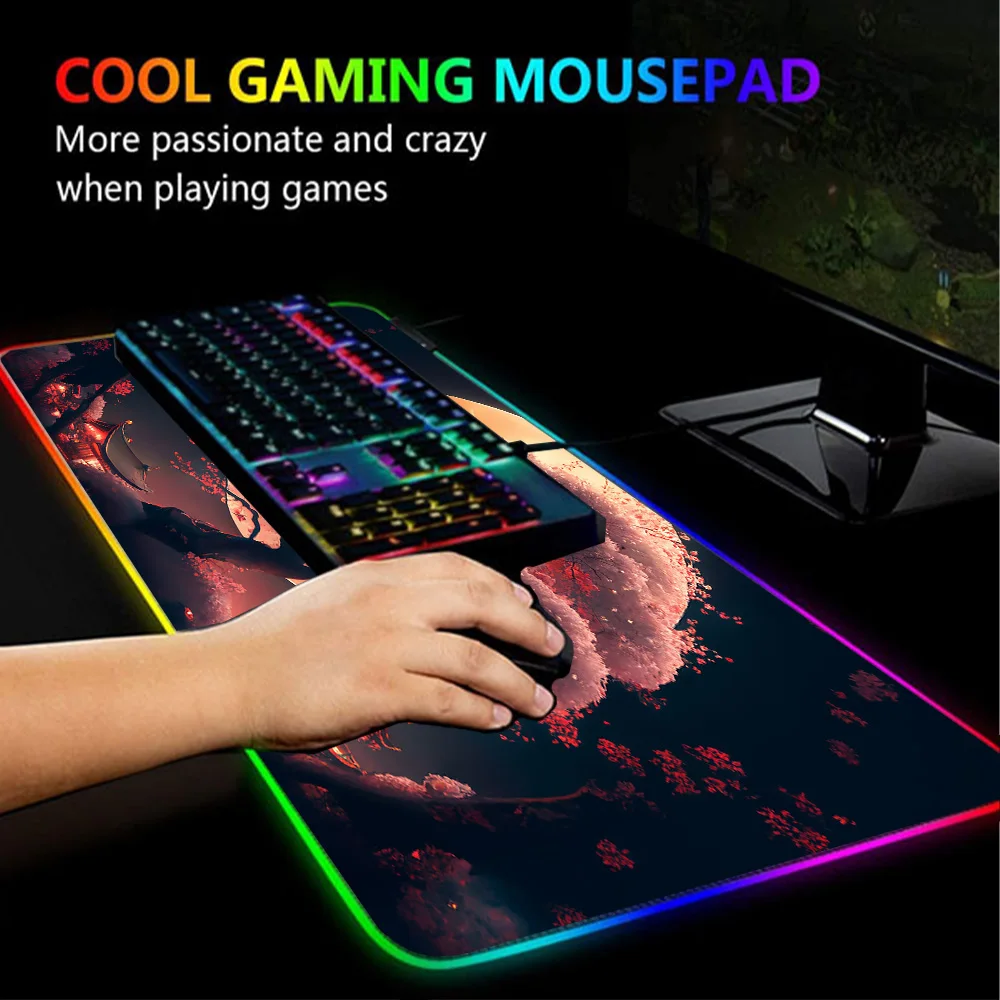 Imagem -02 - Mouse Pad Led Rgb Gamer Acessórios para Jogos de Configuração Mousepad Ultra Large Velocidade Grande Desk Pad Tapete Lucky Tree Longo 1200x600