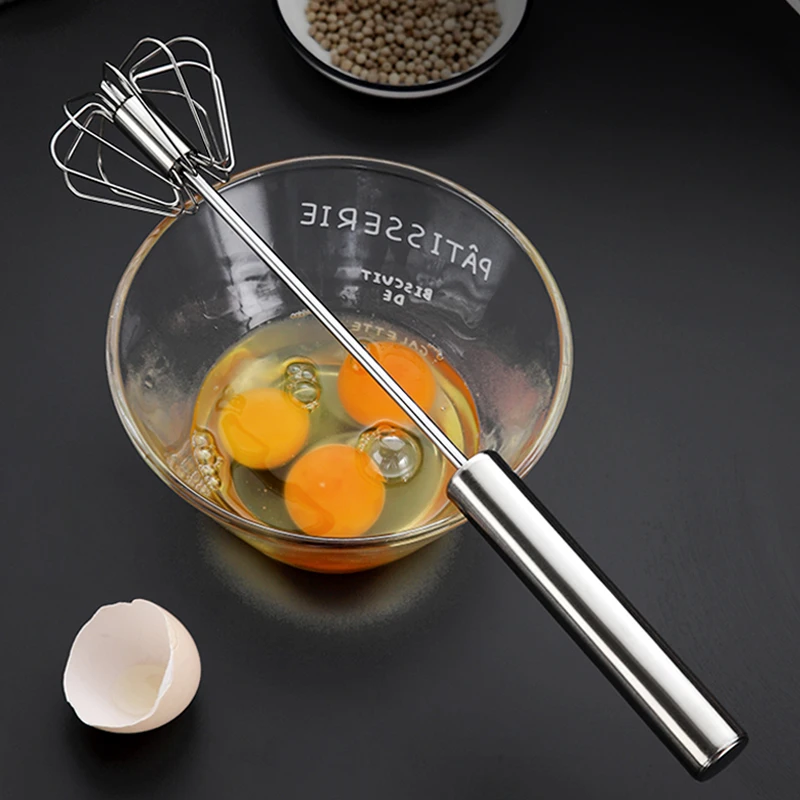 Semi Automatic Mixer Whisk Egg Beater Manual Hand Mixer Stainless Steel Self-Turning Whisk Mixer Cream Egg Tools Kitchen Gadgets