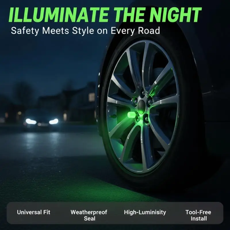 Glow In The Dark Tire Valve Caps Dustproof Easy Install Multicolor Fit for Cars Motorcycles Mountain Bikes view 3