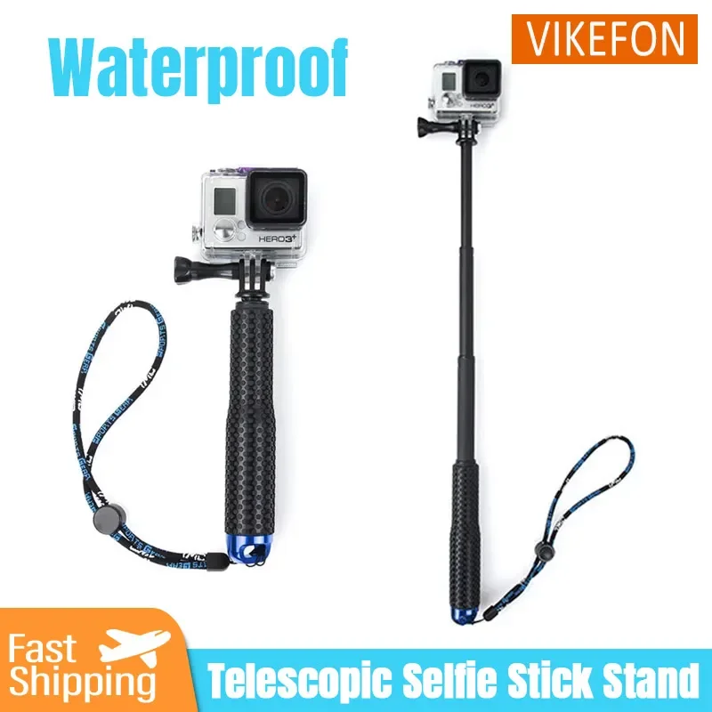 Extendable Pole Mini Selfie Stick Waterproof Monopod Blue for GoPro Hero13/12/11/10/9/8 Action Video Cameras Outdoor Photography