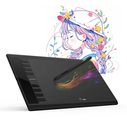 UGEE M708 10x6 Inches Graphics Tablet Digital Drawing Tablets with Battery-free 8192 Passive Stylus Work on Windows mac Android