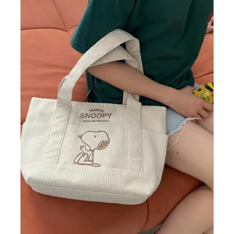 Disney Snoopy Tote Bags Cartoon Kawaii Creative Large Capacity Teenagers Handbag Personalized Shoulder Bag Girls Corduroy Bag