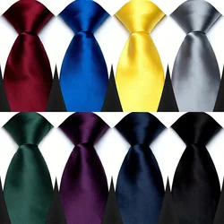 Luxury 8CM Mens Necktie Black Red Green Solid Color Ties For Man Groom Groomsman Jacquard Woven Neck Tie Formal Business Party