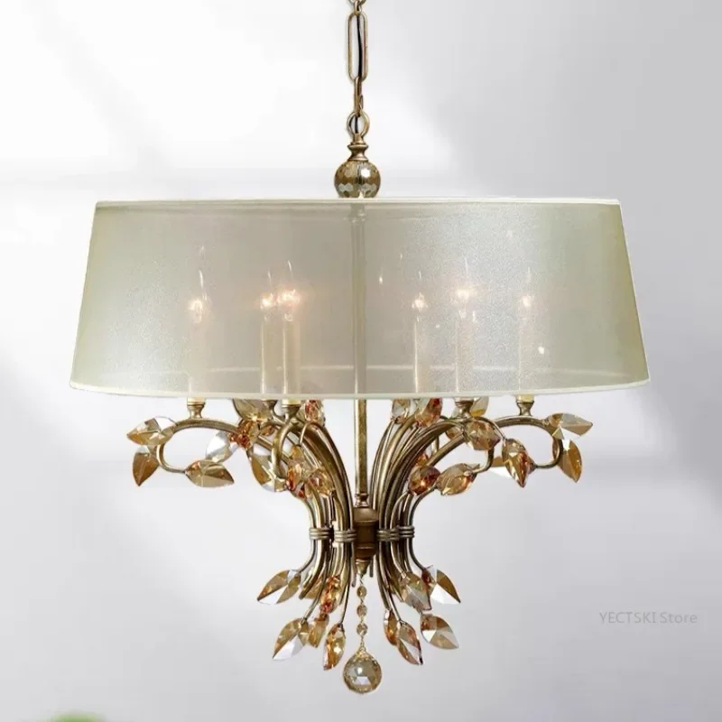 

GHJUYIOL American style rural chandelier, French branch, Nordic style creative study, dining room, living room vintage crystal c