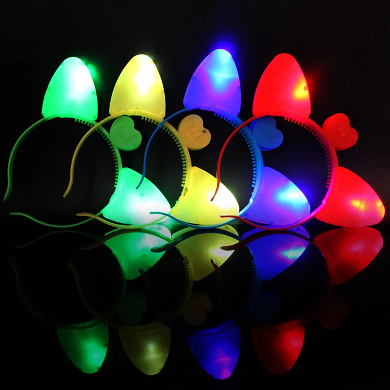 New Cartoon Cute Glowing Cat Ears Hair Band Toys Fun Led Light Up Animal Ears Headband Children's Birthday Holiday Party Gift