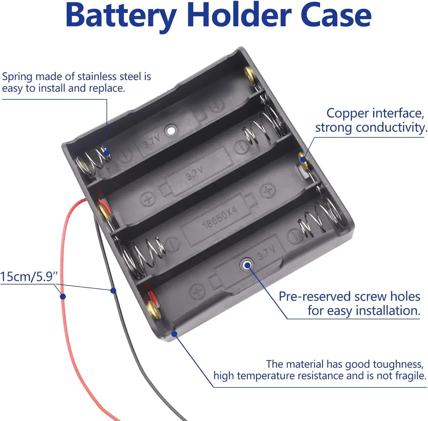 3.7V 18650 Battery Storage Box Case 1 2 3 4 Slot Way DIY Batteries Clip Holder Container With Wire Lead For 18650 Battery