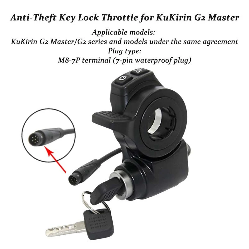 Ignition Key Lock & Thumb Throttle for KuKirin G2 Master, Dual Drive Accelerator Switch, Electric Scooter Replacement Parts
