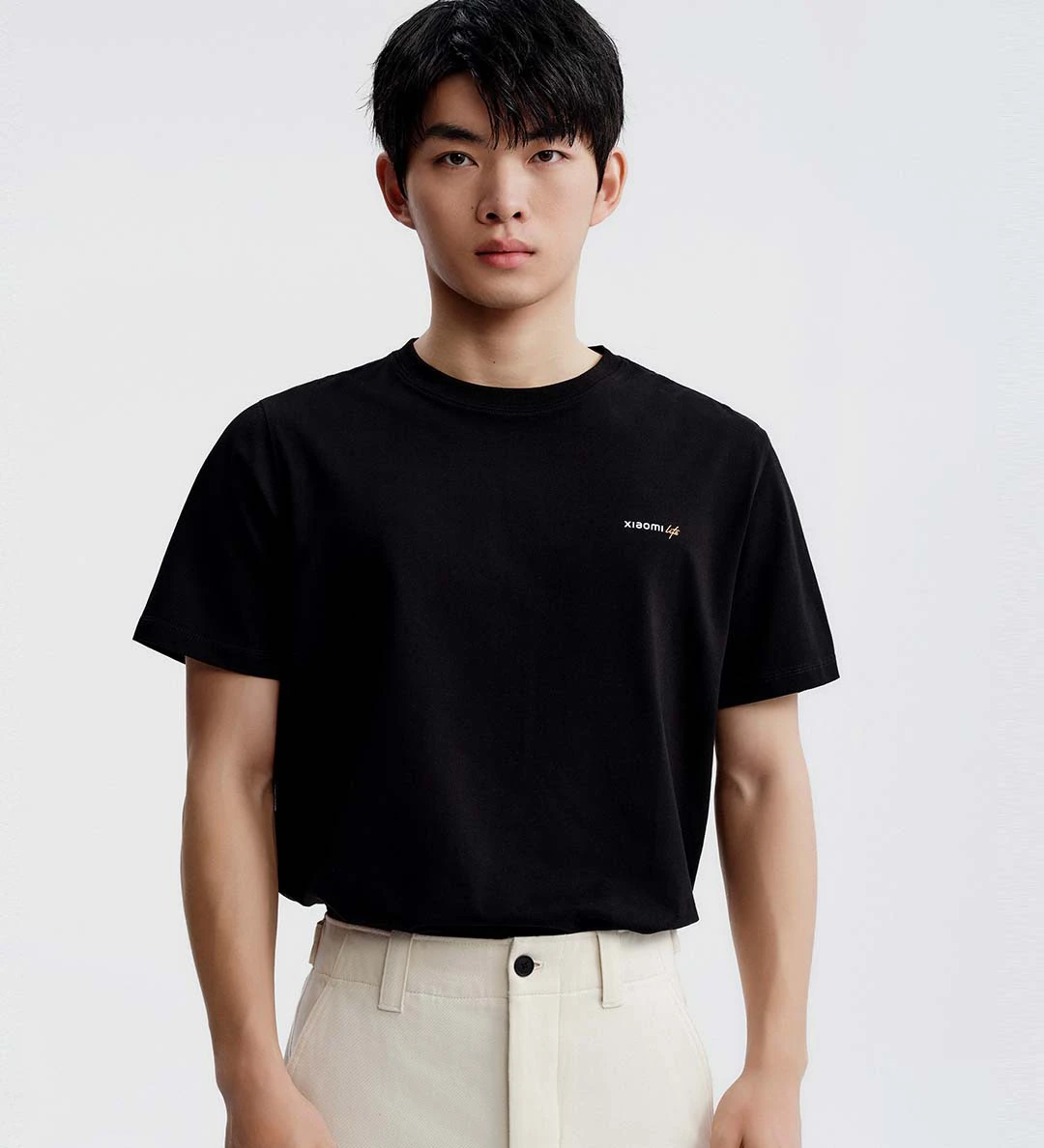 تي شيرت Xiaomi Mijia الكلاسيكي برقبة دائرية للرجال بأكمام قصيرة، قميص أساسي كاجوال برقبة دائرية نصف كم
