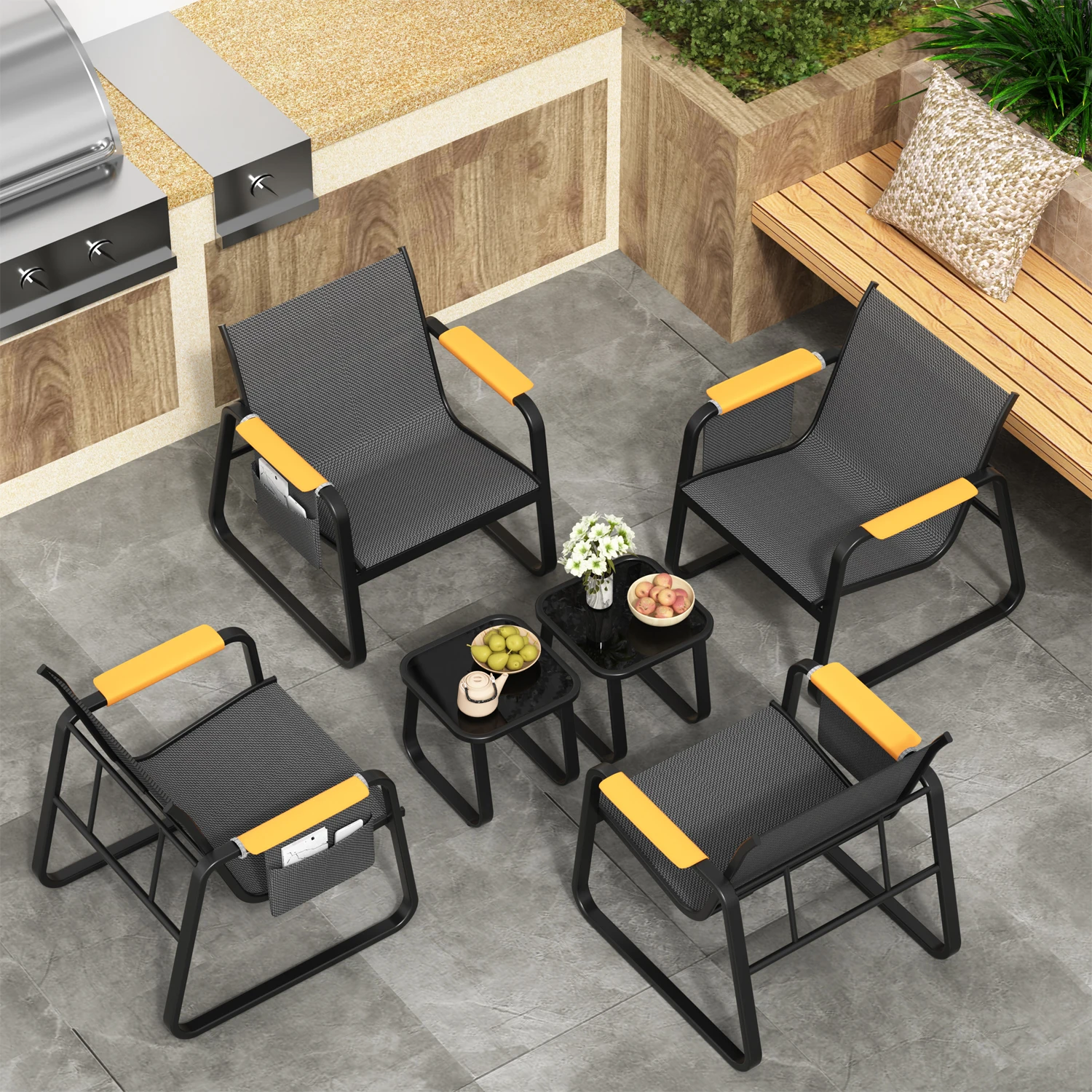 Outdoor Furniture On Sale - 6-Piece Textilene Patio Conversation Set, Outdoor