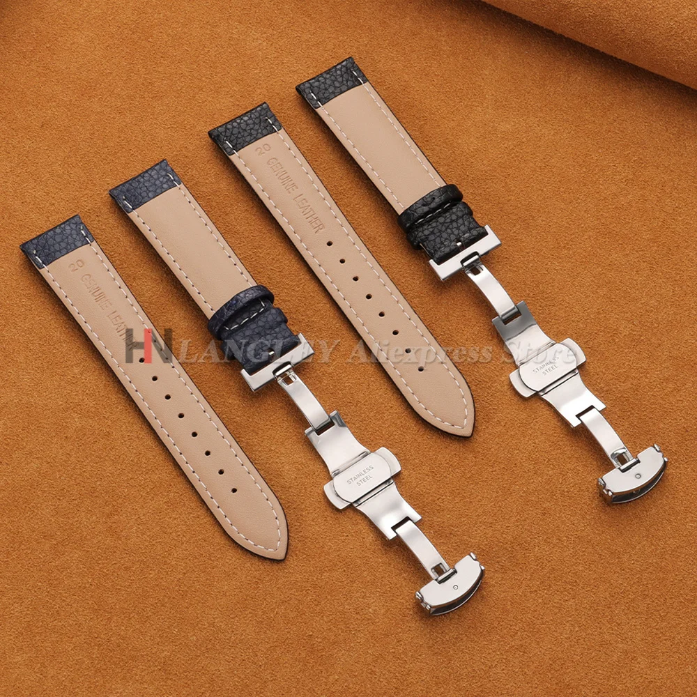 12/14/16/18/19/20/22/24mm Kalbsleder-Uhrenarmband mit Litchi-Prägung, Echtleder-Armband mit Schmetterlingsverschluss, Uhrenzubehör – Detail 12