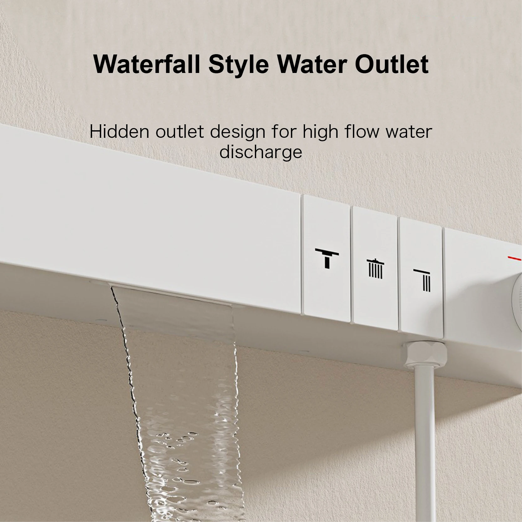 Luxury Ceiling Thermostatic Shower System Black Brass 3 Function Built In Wall Cold Hot Water Waterfall Outlet Bathroom Faucet - Image 3