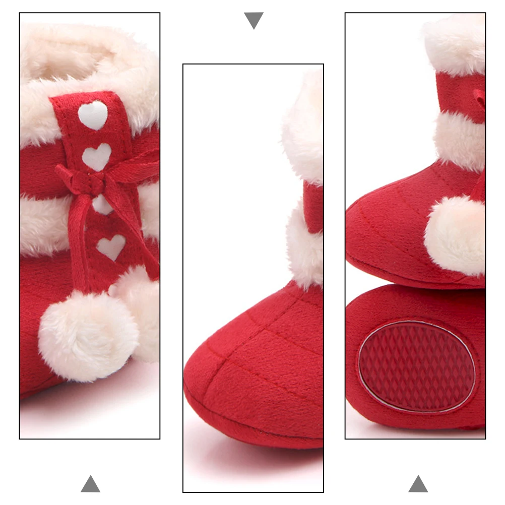

1 пара зимней детской обуви с бантом, мягкие хлопковые туфли для малышей, рождественская теплая обувь, детские рождественские туфли для прогулок,