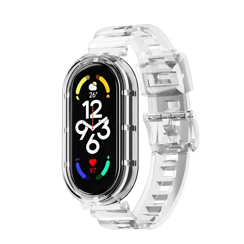 For Mi Band 8 Strap For Mi Band 3 4 5 6 7 8 Strap Transparent Glacier Edition Silicone Watch band Bracelet Sports Wrist