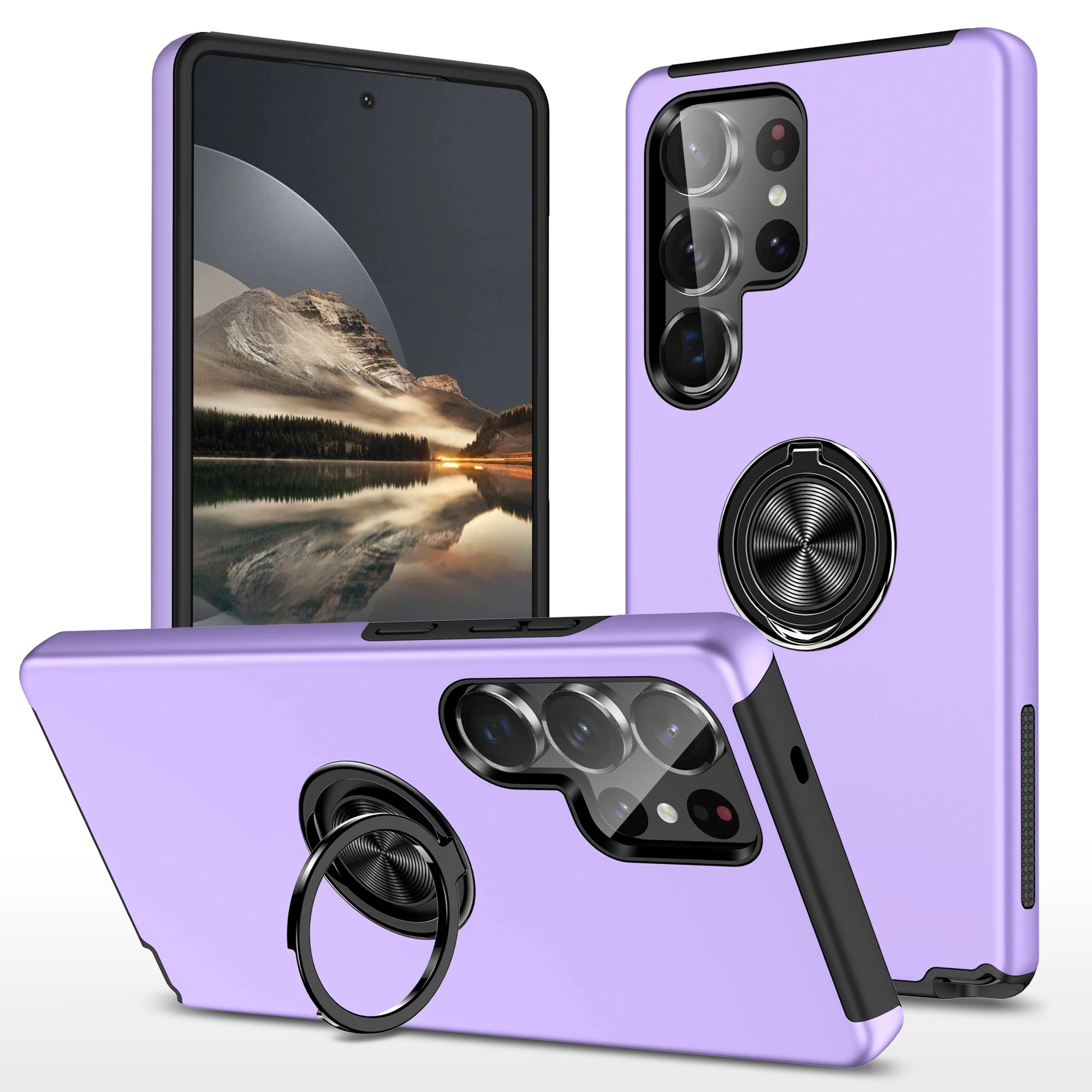 HARUINO For Samsung S24 S25 Ultra phone case comes with a ring holder magnetic suction car anti fall protection case for couples