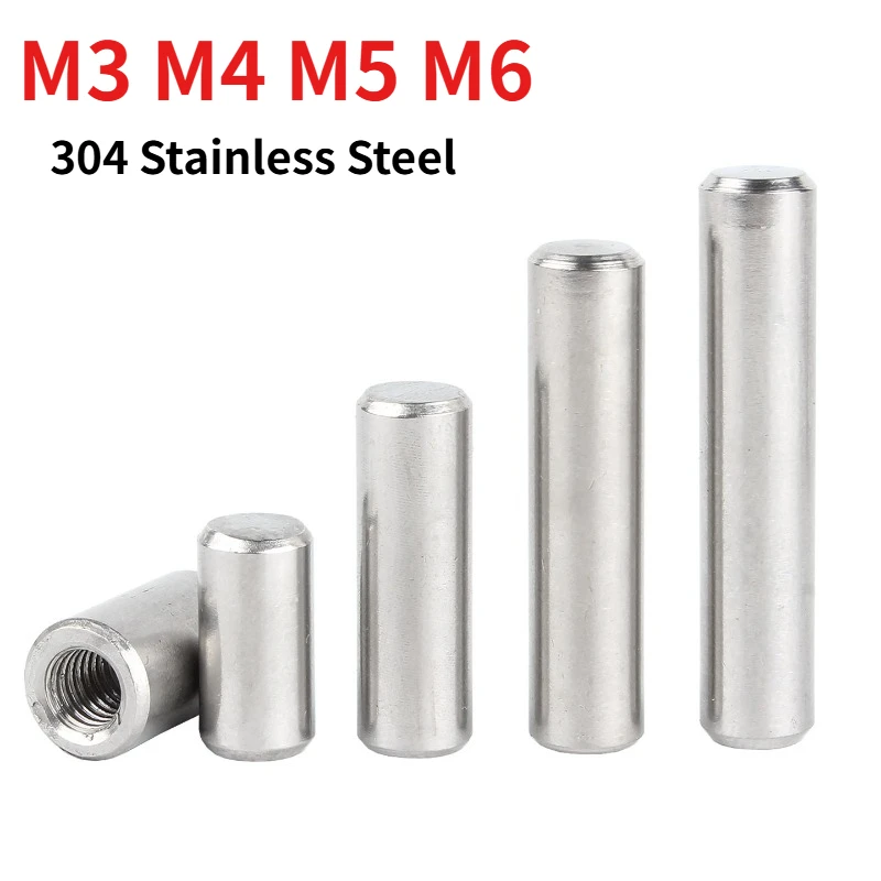 M3 M4 M5 M6 304 Stainless Steel Internal-Thread Cylindrical Dowel Pin DIN 7979 GB/T 120.1, Female-Thread Locating Pin