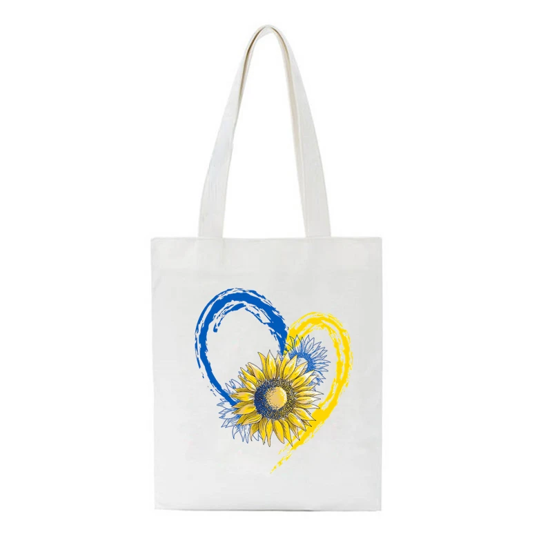 Ukrain Flag Sunflower Tote Bags for Women Ukrain Lovers Resuable Shopping Bag Female Vintage Large-capacity Shopper Bag Students