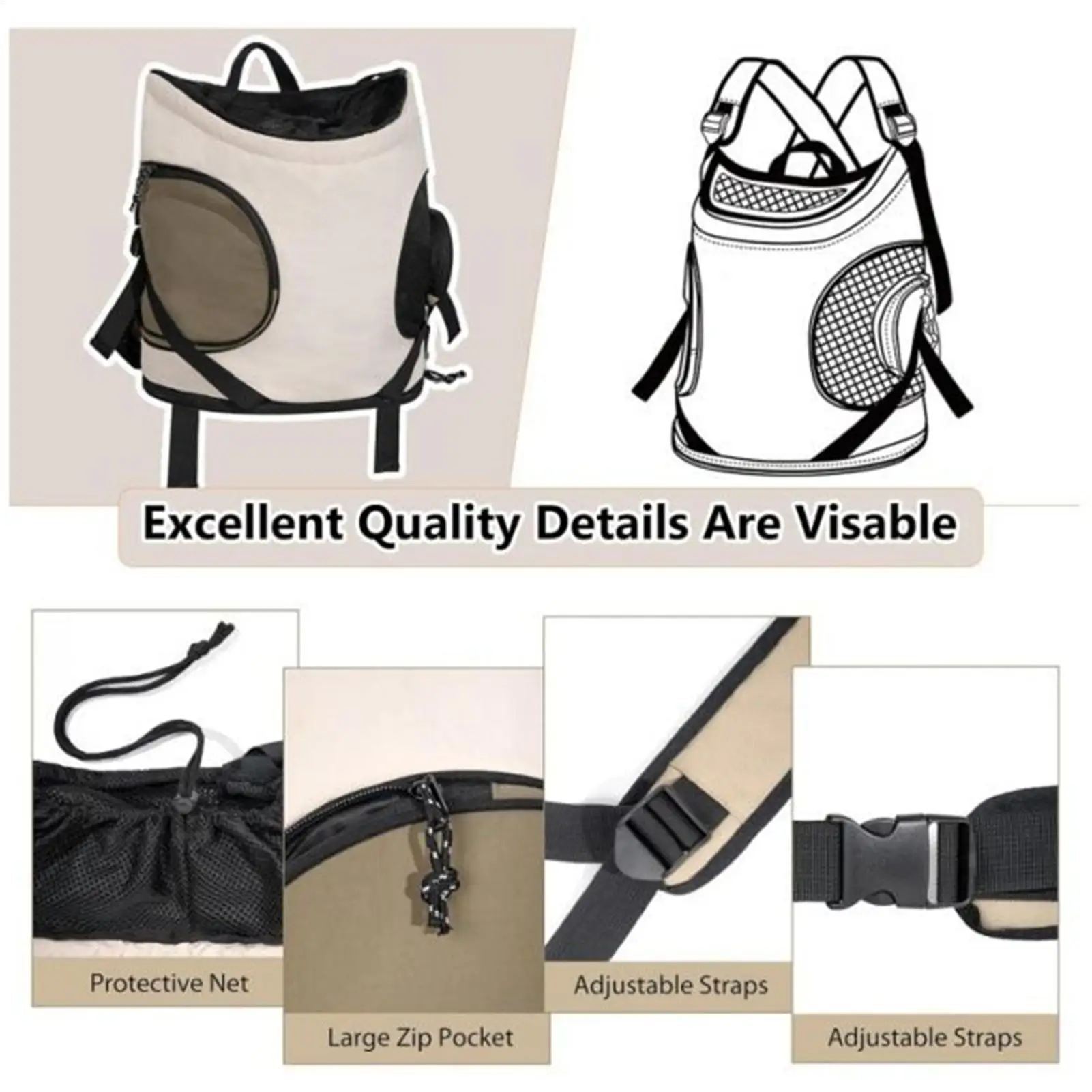 

Backpack For Cats Breathable Comfortable Ergonomic Dog Backpack Carrier Front Bag For Nail Clipping Traveling Walking Adventure