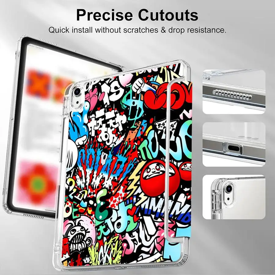 

Holder Cover Tablet Case For iPad Pro 2025 11th 10th 9th 8th 7th 12.9inch Mini 6 7 Air 4 5 M3 M2 M4 11inch Y-Fold Graffiti Style