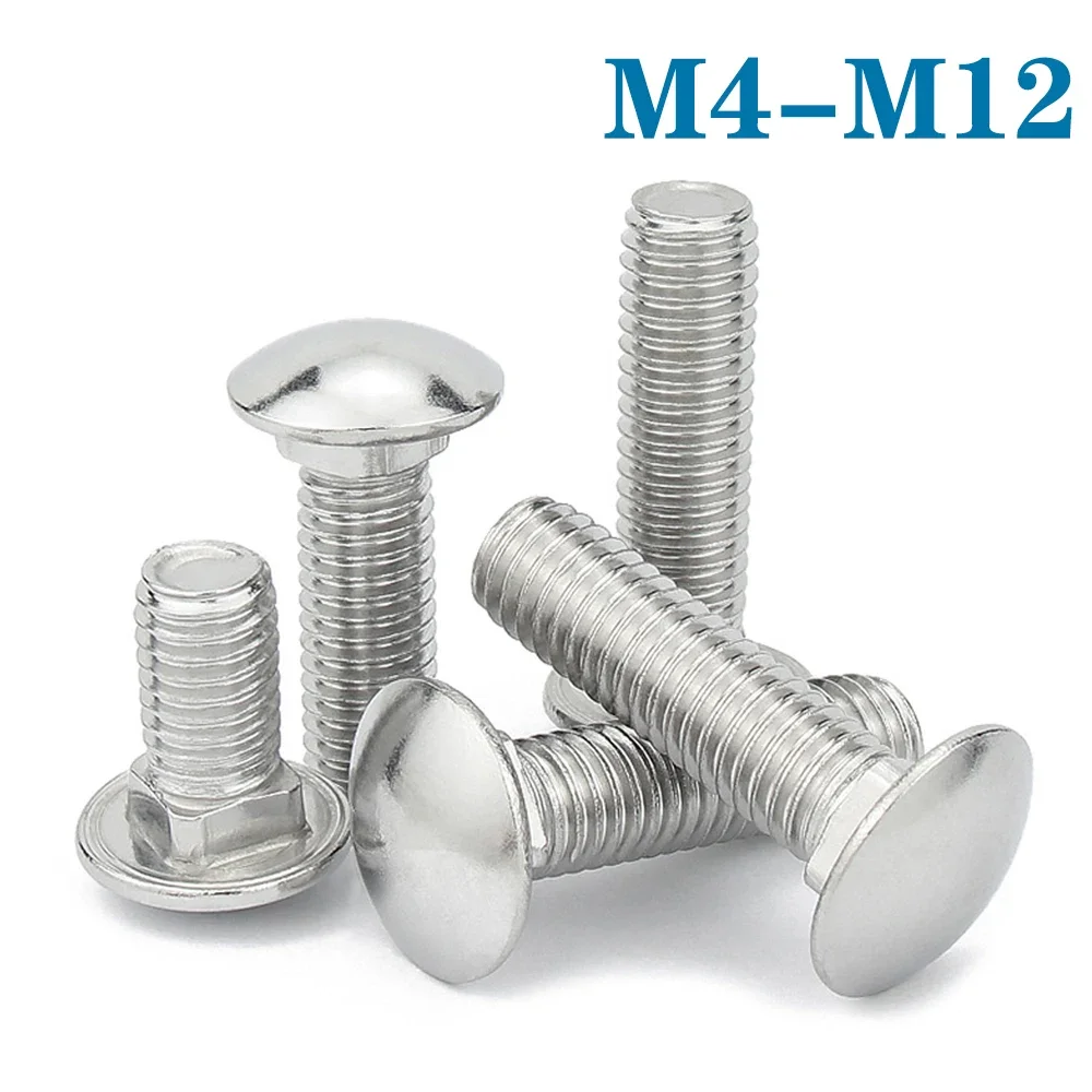 

2-10Pcs M4 M5 M6 M8 M10 M12 10 -100mm Carbon Steel Round Head Square Neck Carriage Screw Coach Bolt for Shelf Desk