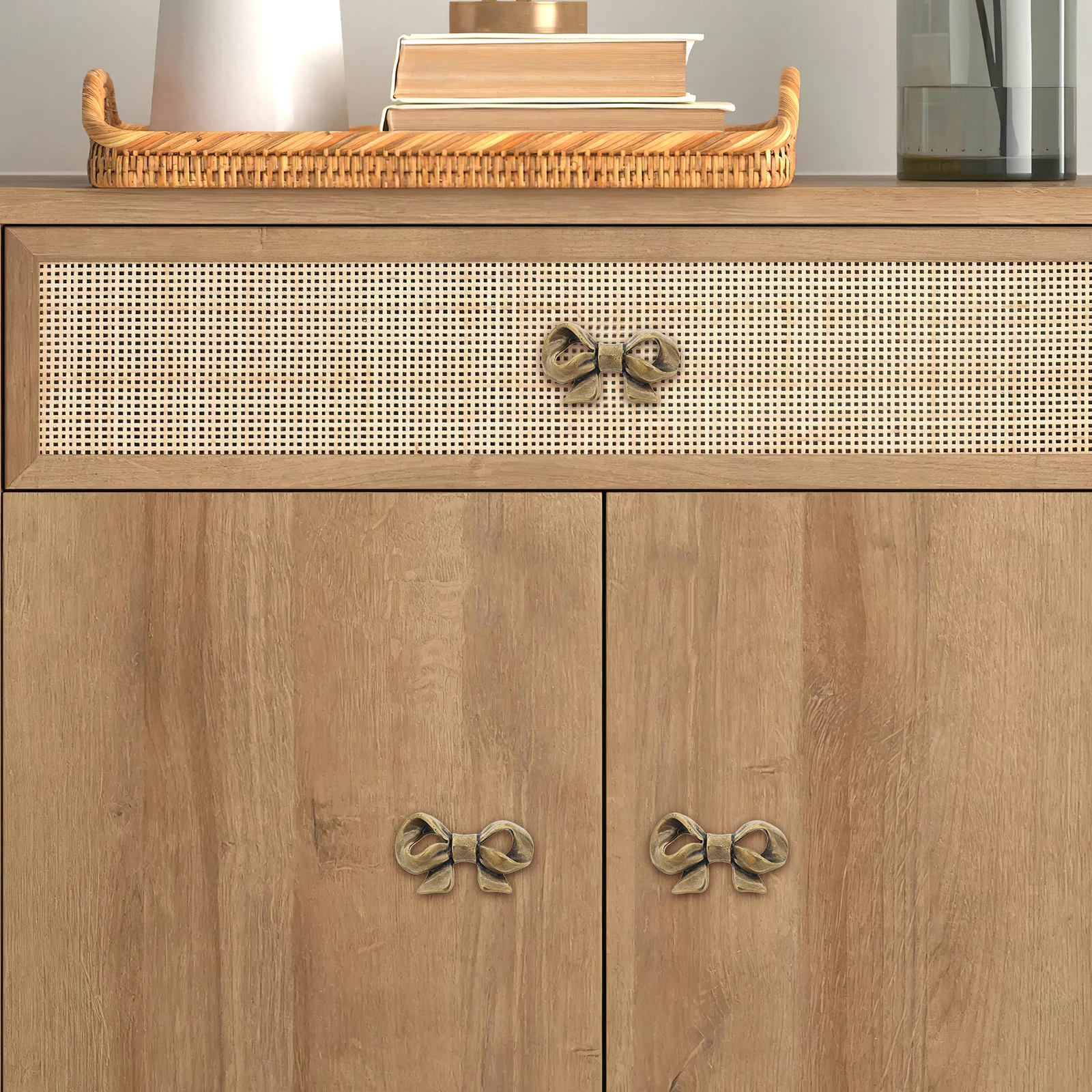 

Chinese Style Brass Bow Cabinet Knobs Vintage Dresser Handles Door Hardware For Kitchen Bedroom Furniture