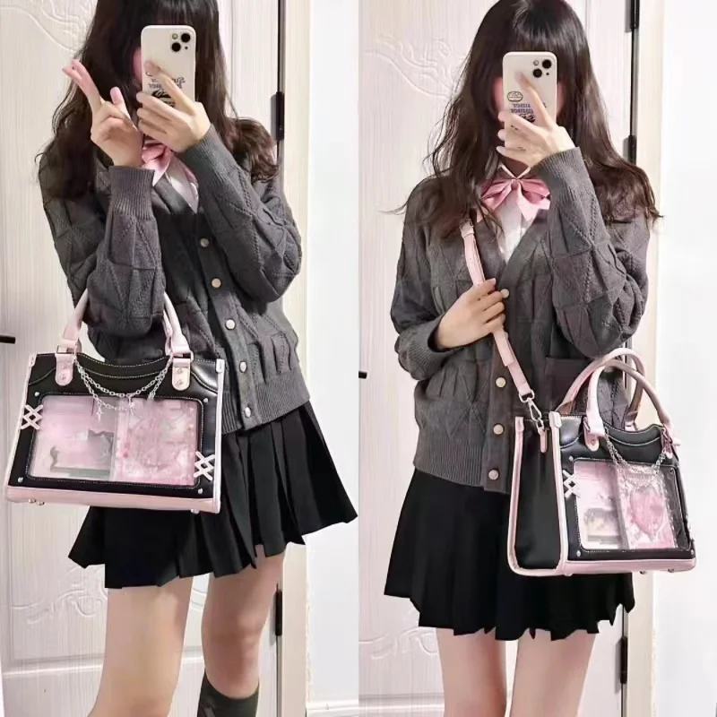 Y2K Cute Ita Bag Girl Transparent Messenger Bag Women\'s Fashion Shoulder Crossbody Bag Ladys DIY Display Tote Bag Lolita Handbag