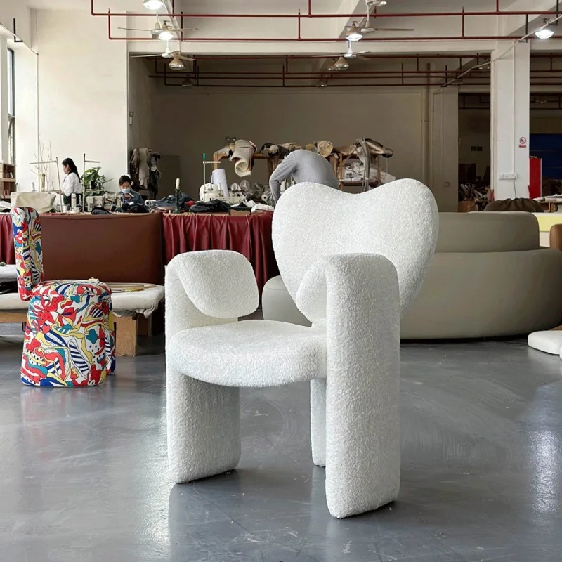 

White Single Sofa Chair Studio Lamb Fur Leisure Chair