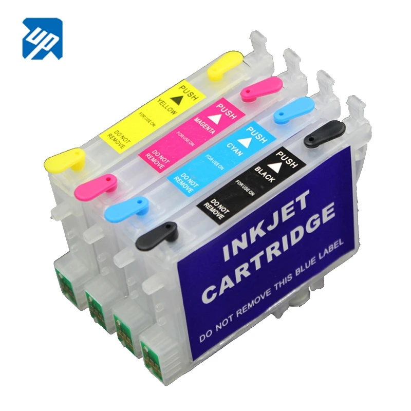 4pcs T0551 T0552 T0553 T0554 refillable ink Cartridge for epson n RX420 RX425 R240 R245 RX520 printer with auto reset chip