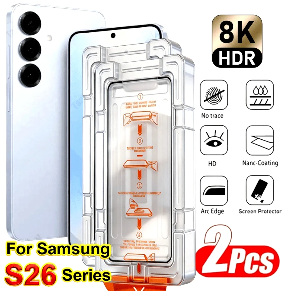 

2Pcs Ultra Clear Full Screen Protector for Samsung Galaxy S26 S25 S24 Ultra S23 S22 S21 Plus S25 S24 FE Easy Installation Glass