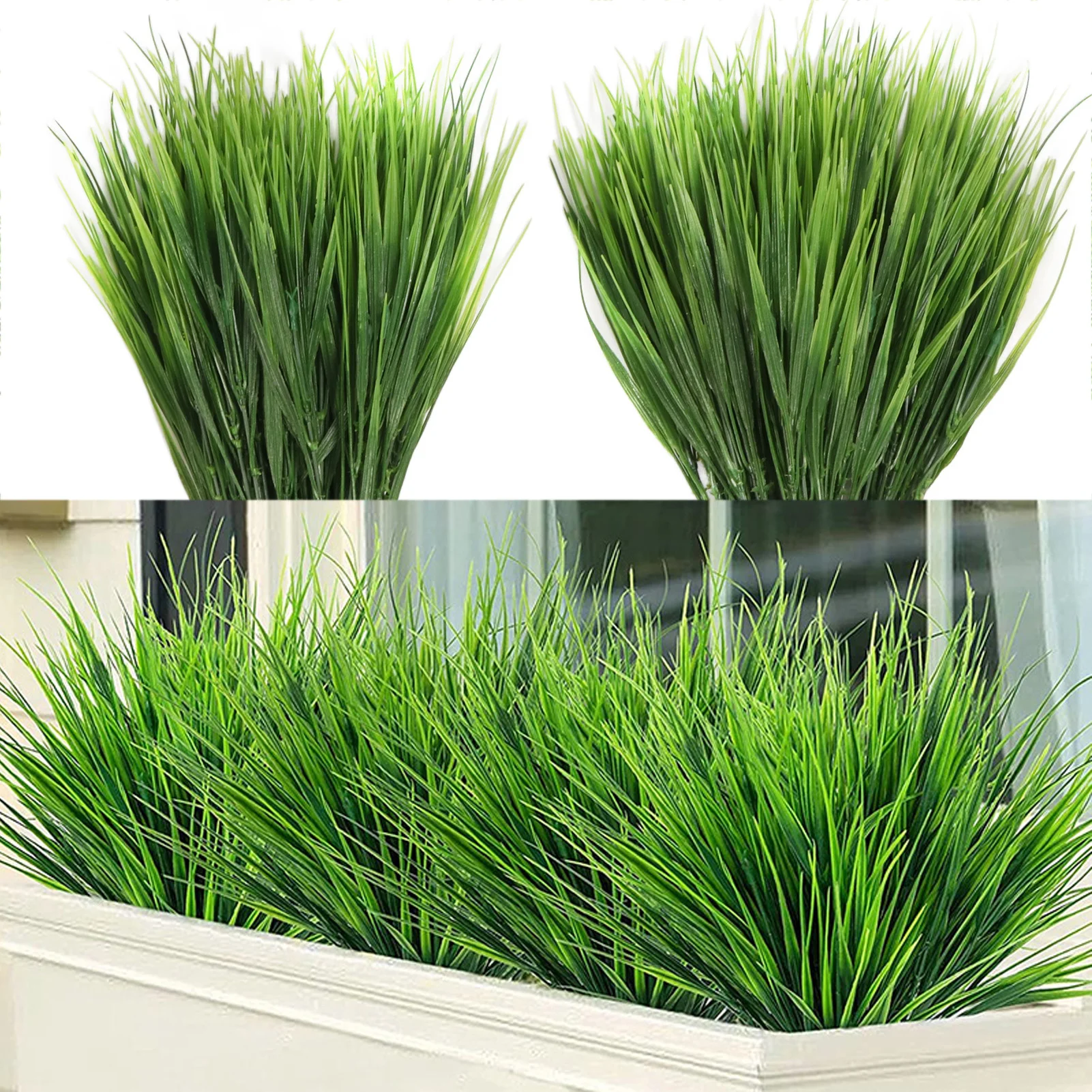 Artificial Plants Simulation Lifelike 20pcs 7-Fork Plastic Spring Grass Flower Arrangement Green Grass Home Garden Decor