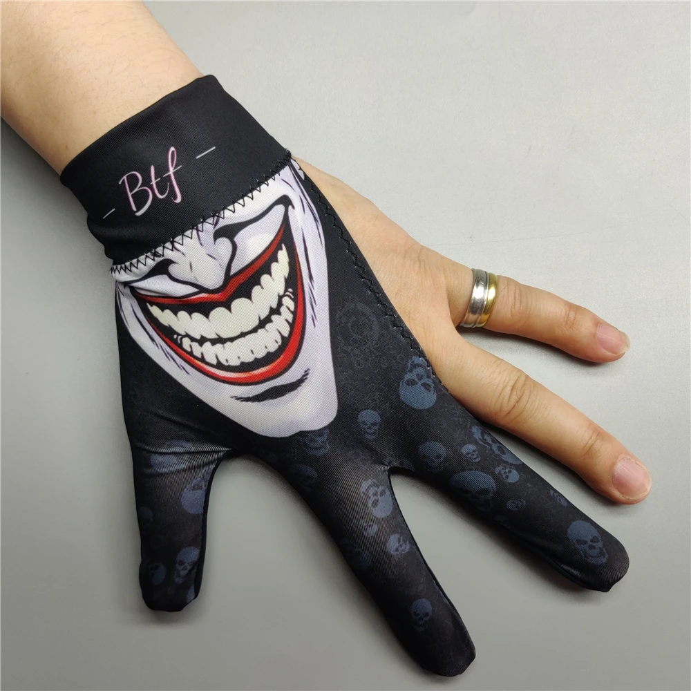 Billiard Glove Left Right Hand BTF Medium Large Pool Carom 3 Fingers Black Color Painting PRO Snooker & Billiard Accessories