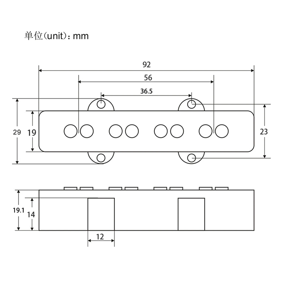 FLEOR Open Style Vintage Alnico 5 Jazz JB Bass Pickup Fiber Bobbin For 4 Strings Bass,Neck or Bridge Pickup