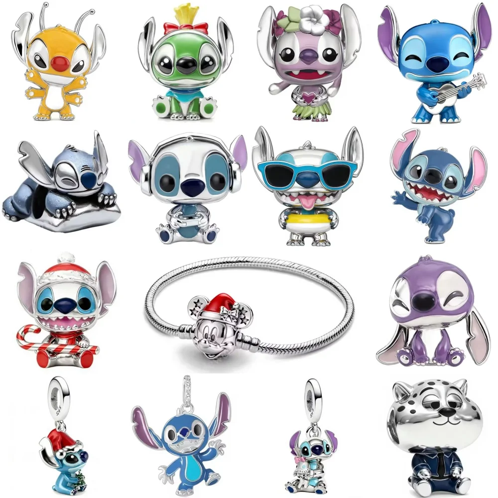 Nuevo Colgante de Plata 925 con Diseño de Dibujos Animados de Zorro, Conejo, Gato y Oso, Apto para Pulseras Originales, Accesorios DIY, Joyería Exquisita ﻿