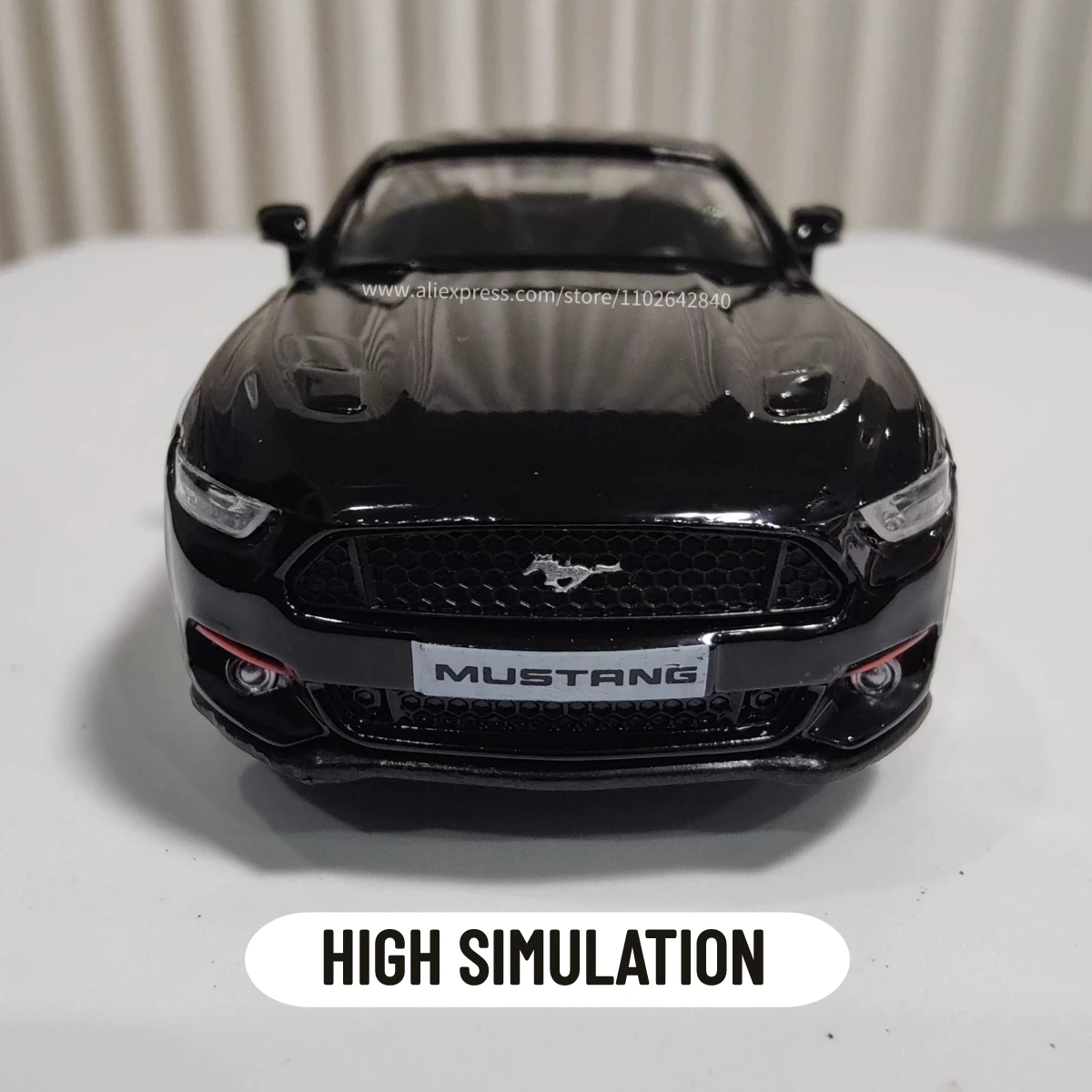 Scale 1/36 Ford Mustang Black Car Model Replica Diecast Mini Vehicle Collection Home Interior Decor Xmas Gift Kid Boy Toy