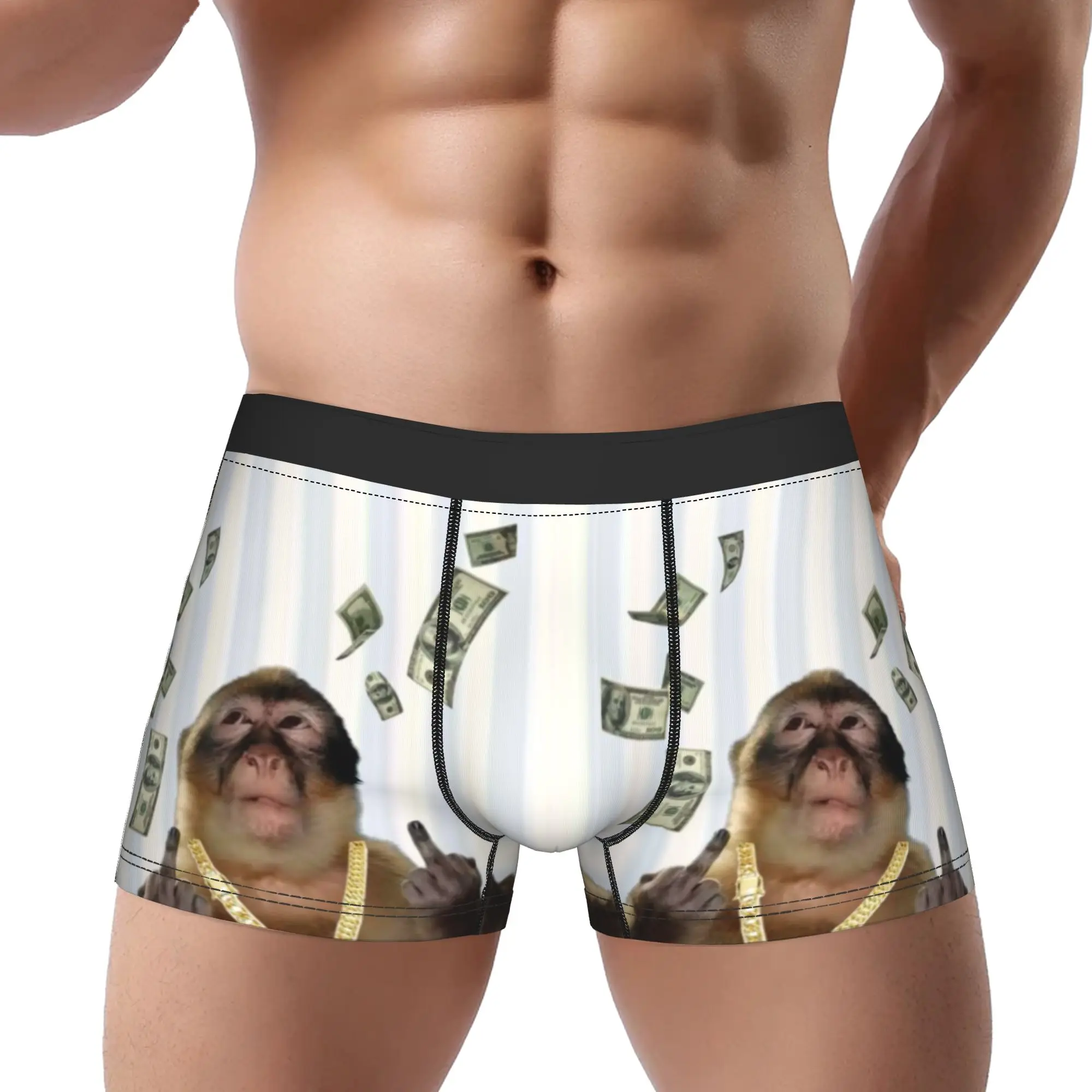 Rich Monkey Money Funny Character  Underpants Breathbale Panties Man Underwear Comfortable Shorts Boxer Briefs