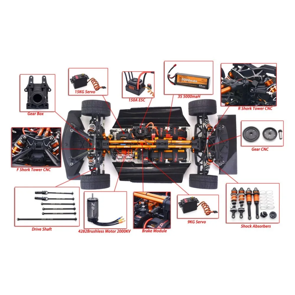 1/7 ZD Racing EX07 RC Samochód Sportowy Elektryczny Zdalnie Sterowany Pojazd Szosowy Silnik Bezszczotkowy 4082 System Oświetlenia Amortyzatory Ze Stopu Aluminium