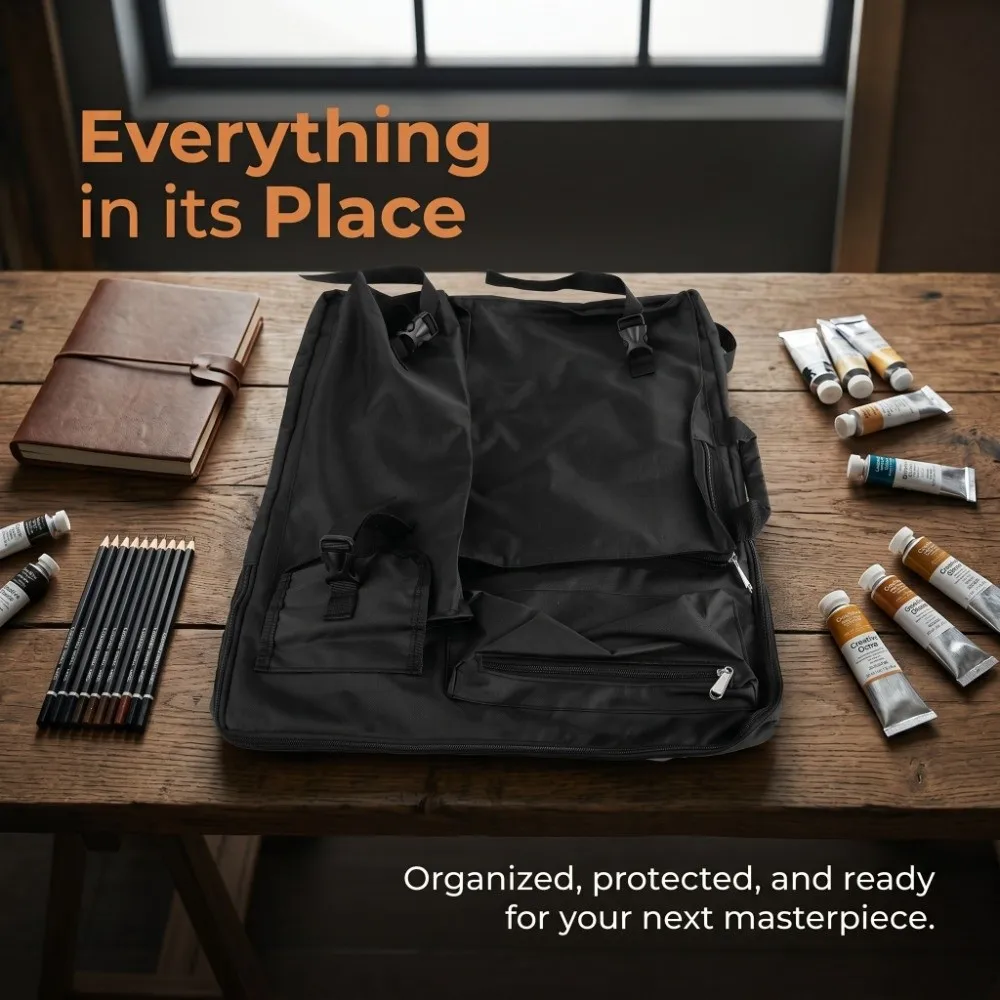large-4k-art-supplies-bag-black-multi-pocket-travel-sketching-bag-adjustable-strap-waterproof-drawing-storage-pack