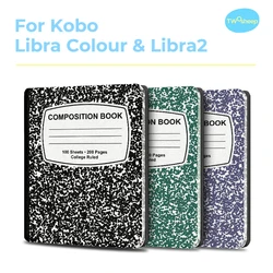 Twosheep 7-inch Case for Kobo Libra Colour and Kobo Libra2 TPU Shell Magnetic Flip Auto Sleep Wake Cover Composition Book