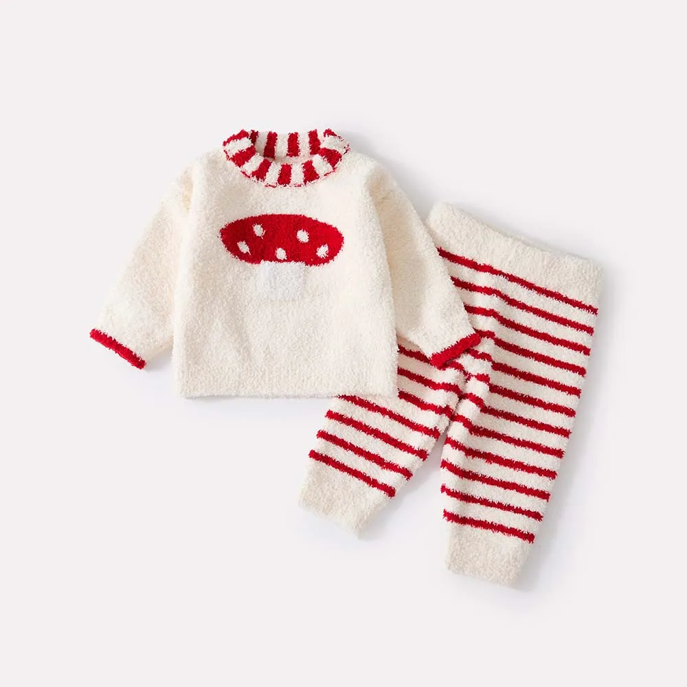 Ropa de casa para otoño e invierno 2026, pijamas infantiles gruesos, conjunto de pijama y pantalón de coralina para niñas de 0 a 3 años.